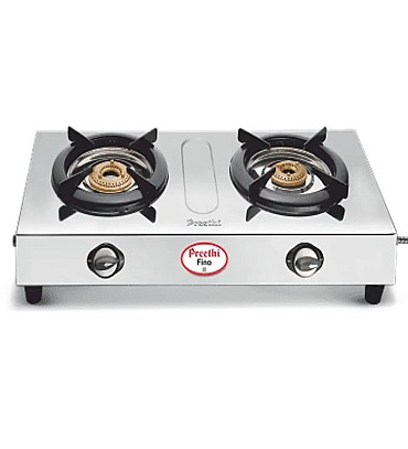 Preethi Fino, 2 Burner Stainless Steel Gas Stove, 5 Yr Body & Burner Warranty